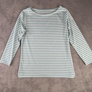 Vineyard Vines‎ Shirt Womens Small Blue White Sankaty Stripe 3/4 Sleeve Nautical
